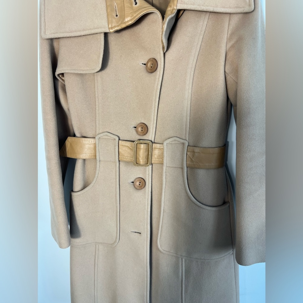 Mackage tan wool leather coat with buttons and pockets XS - Picture 4 of 15